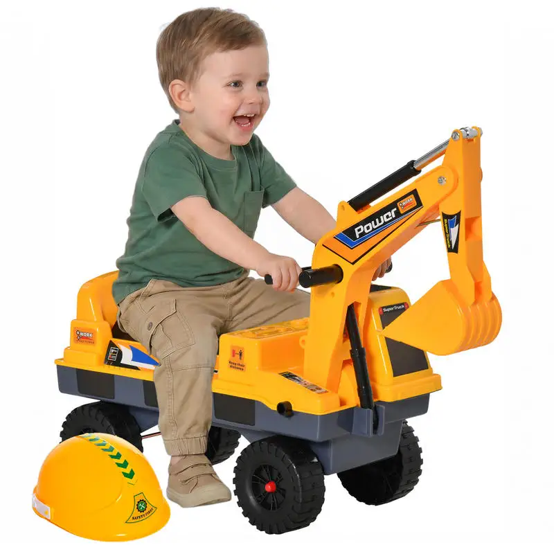 Qaba No Power 2 in 1 Ride On Excavator with Helmet and Claw, Construction Truck Set, Multi-Functional Digger with Storage, Light and Music, Yellow
Qaba No Power 2 in 1 Ride On Excavator with Helmet and Claw, Construction Truck Set, Multi-Functional Digger with Storage, Light and Music, Yellow