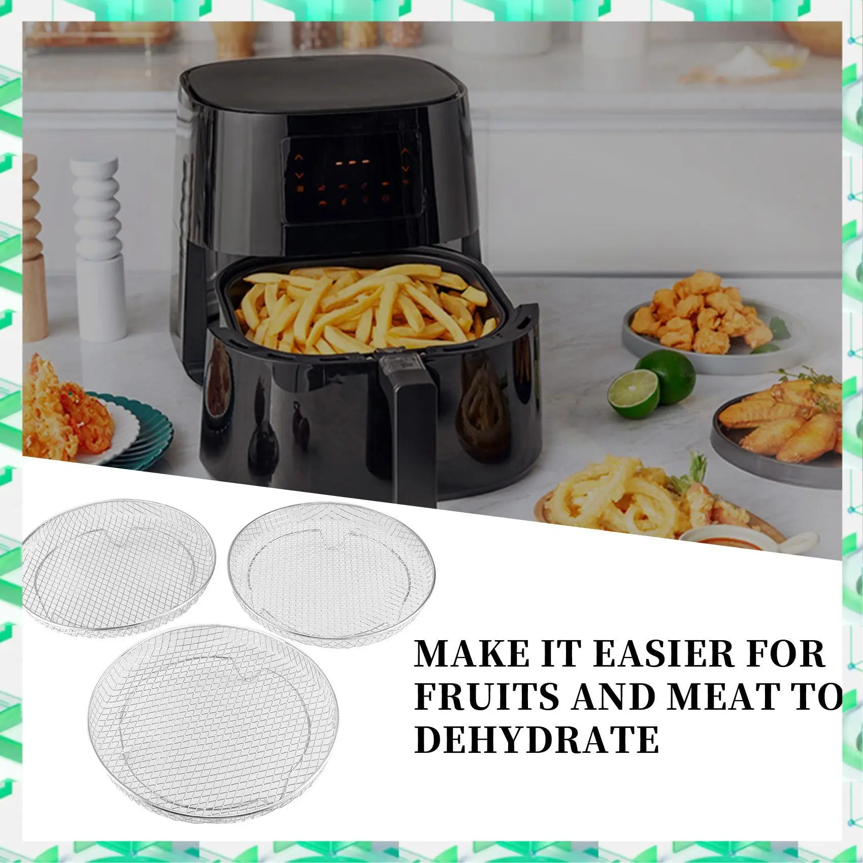 FIZP Air Fryer Three Stackable Dehydrator Racks For Gowise Ninja Stainless Steel Air Fryer Rack Fit All 4.2 - 5.8QT
FIZP Air Fryer Three Stackable Dehydrator Racks For Gowise Ninja Stainless Steel Air Fryer Rack Fit All 4.2 - 5.8QT