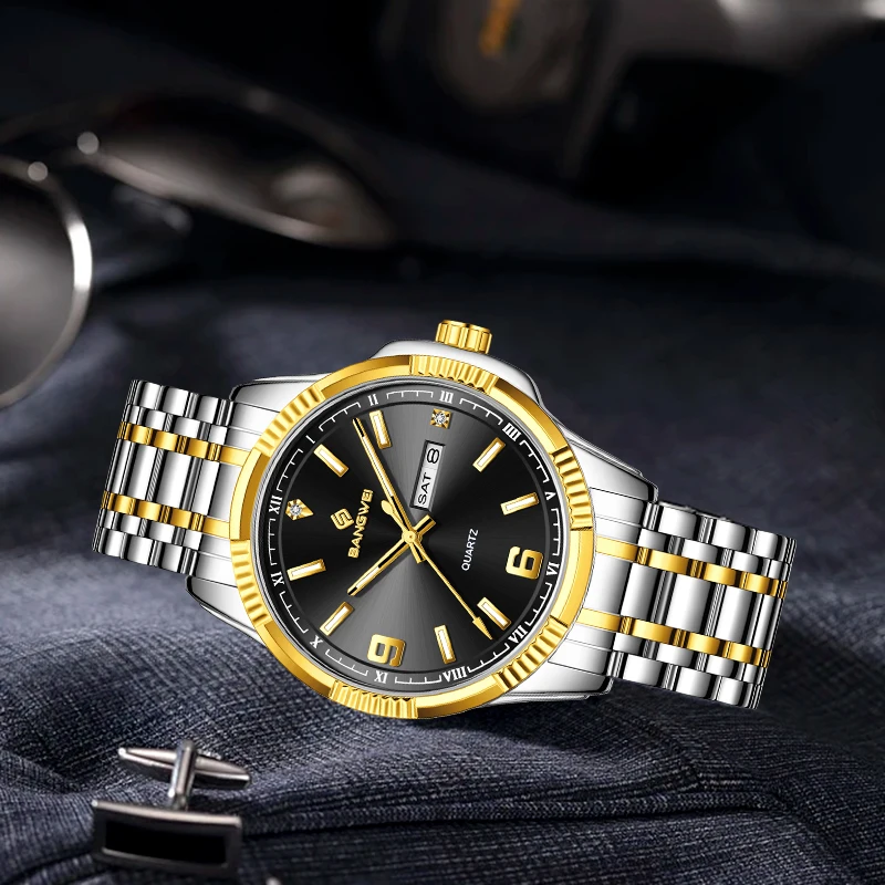 BANGWEI Original Luxury Quartz Man Watch Business Fashion Diamond Dial Casual Sport Stainless Steel Auto Date Weeks Watches Male
BANGWEI Original Luxury Quartz Man Watch Business Fashion Diamond Dial Casual Sport Stainless Steel Auto Date Weeks Watches Male