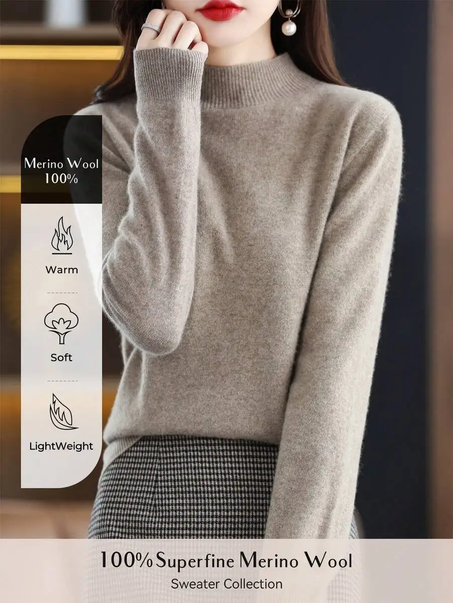 100% Superfine Merino Wool Women Turtleneck Sweater Casual Warm Autumn Winter
100% Superfine Merino Wool Women Turtleneck Sweater Casual Warm Autumn Winter