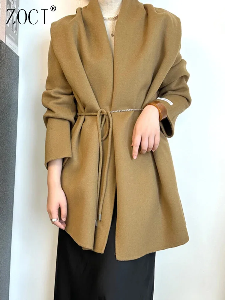 ZOCI Elegant Wool Coats For Women Lace-up Gathered Waist Mid-length Office Lady Warm Female Outwear 2024 Winter New FC1185
ZOCI Elegant Wool Coats For Women Lace-up Gathered Waist Mid-length Office Lady Warm Female Outwear 2024 Winter New FC1185