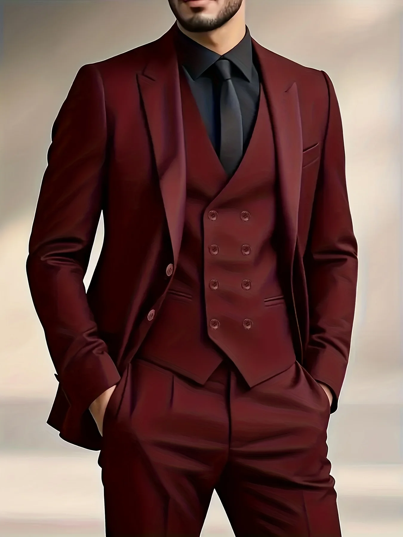 Three-piece Suit For Men Suitable For Weddings Formal Occasions, Consisting Of Lapel Tailcoat, Trousers, And A Vest
Three-piece Suit For Men Suitable For Weddings Formal Occasions, Consisting Of Lapel Tailcoat, Trousers, And A Vest