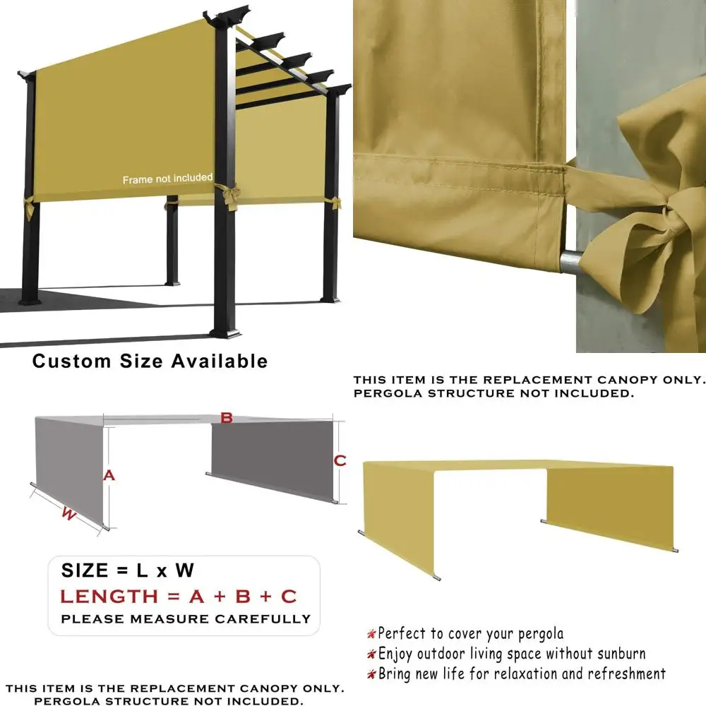 Waterproof Pergola Canopy Replacement Cover Outdoor Patio Sun Shade 15x6.5 Feet Sand Color
Waterproof Pergola Canopy Replacement Cover Outdoor Patio Sun Shade 15x6.5 Feet Sand Color