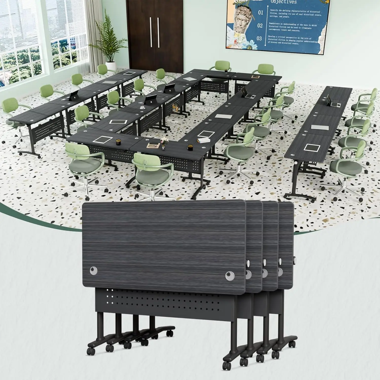 Mobile Folding Conference Table With Wheels Flip-Top Locking 55IN 6-12 Person Office Training Meeting, Customized
Mobile Folding Conference Table With Wheels Flip-Top Locking 55IN 6-12 Person Office Training Meeting, Customized