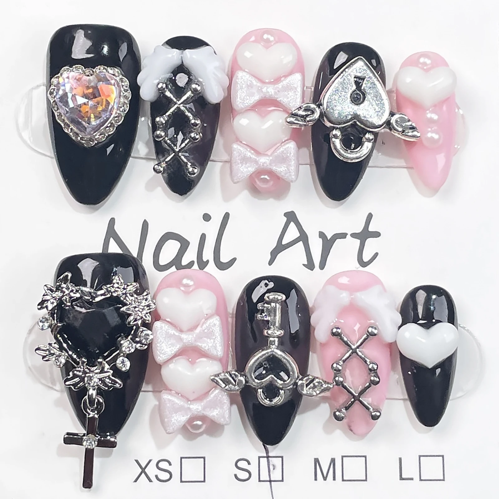 10 шт. накладных ногтей ручной работы в стиле Y2K, розово-черные, ореховой формы, с 3D-дизайном в виде банта и страз, накладные ногти, которые можно носить
10 шт. накладных ногтей ручной работы в стиле Y2K, розово-черные, ореховой формы, с 3D-дизайном в виде банта и страз, накладные ногти, которые можно носить