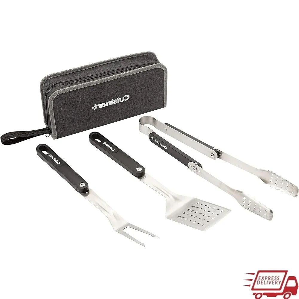 4 Piece Folding Grill Tool Set Stainless Steel Spatula Tongs Fork Includes Carrying Case Outdoor BBQ Camping Cookout
4 Piece Folding Grill Tool Set Stainless Steel Spatula Tongs Fork Includes Carrying Case Outdoor BBQ Camping Cookout