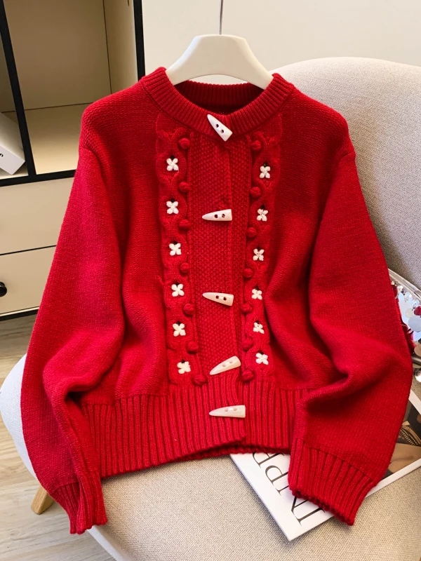 Ретро японский трикотаж на пуговицах с вышивкой, женский джемпер на осень-зиму, свободный новогодний красный вязаный свитер, верхняя одежда
Ретро японский трикотаж на пуговицах с вышивкой, женский джемпер на осень-зиму, свободный новогодний красный вязаный свитер, верхняя одежда