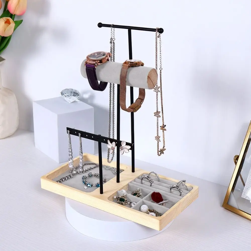 Simple Wood Necklace Holder Organizer Space Saving Sectioned Design Jewelry Rack Stand T-shape Earrings Bracelets
Simple Wood Necklace Holder Organizer Space Saving Sectioned Design Jewelry Rack Stand T-shape Earrings Bracelets