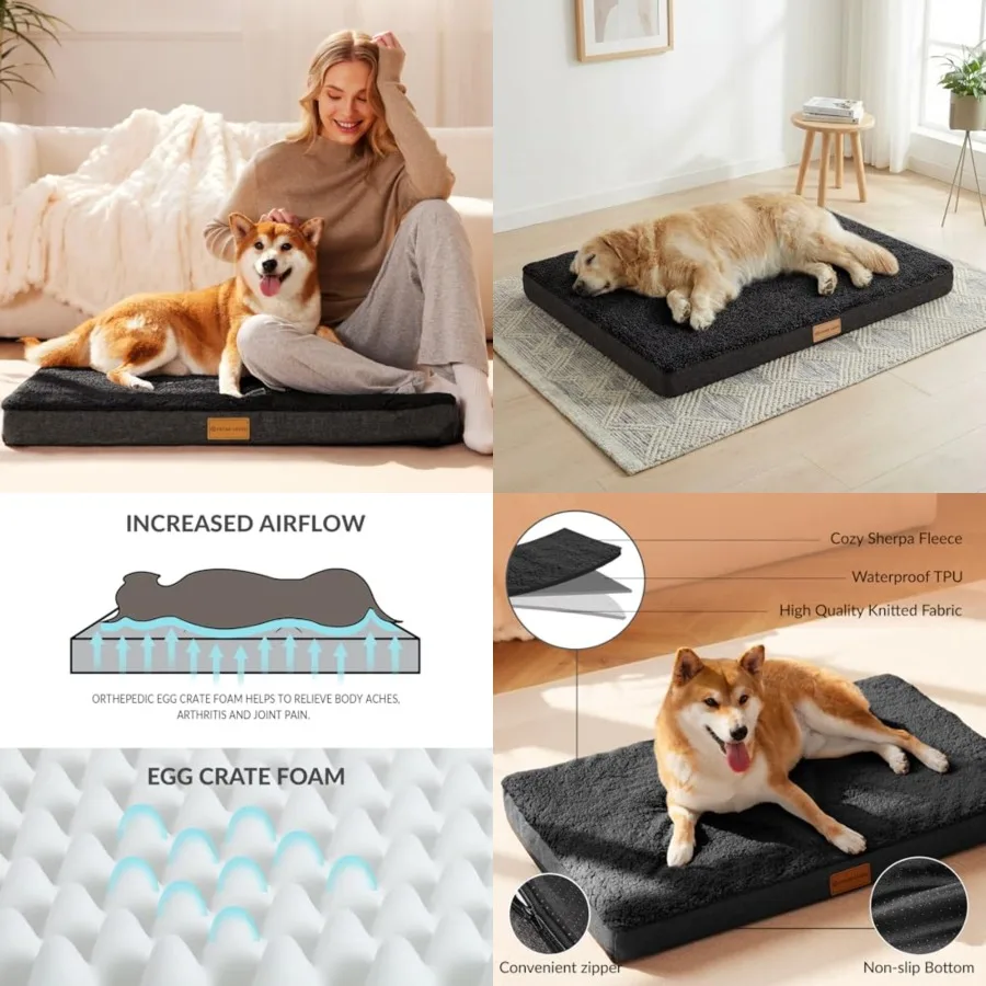 Orthopedic XL Dog Bed Large Sized Dog 48''X30'', Soft Waterproof Egg Crate Foam Large Pet Crate Beds Mat with Removable Washabl
Orthopedic XL Dog Bed Large Sized Dog 48''X30'', Soft Waterproof Egg Crate Foam Large Pet Crate Beds Mat with Removable Washabl