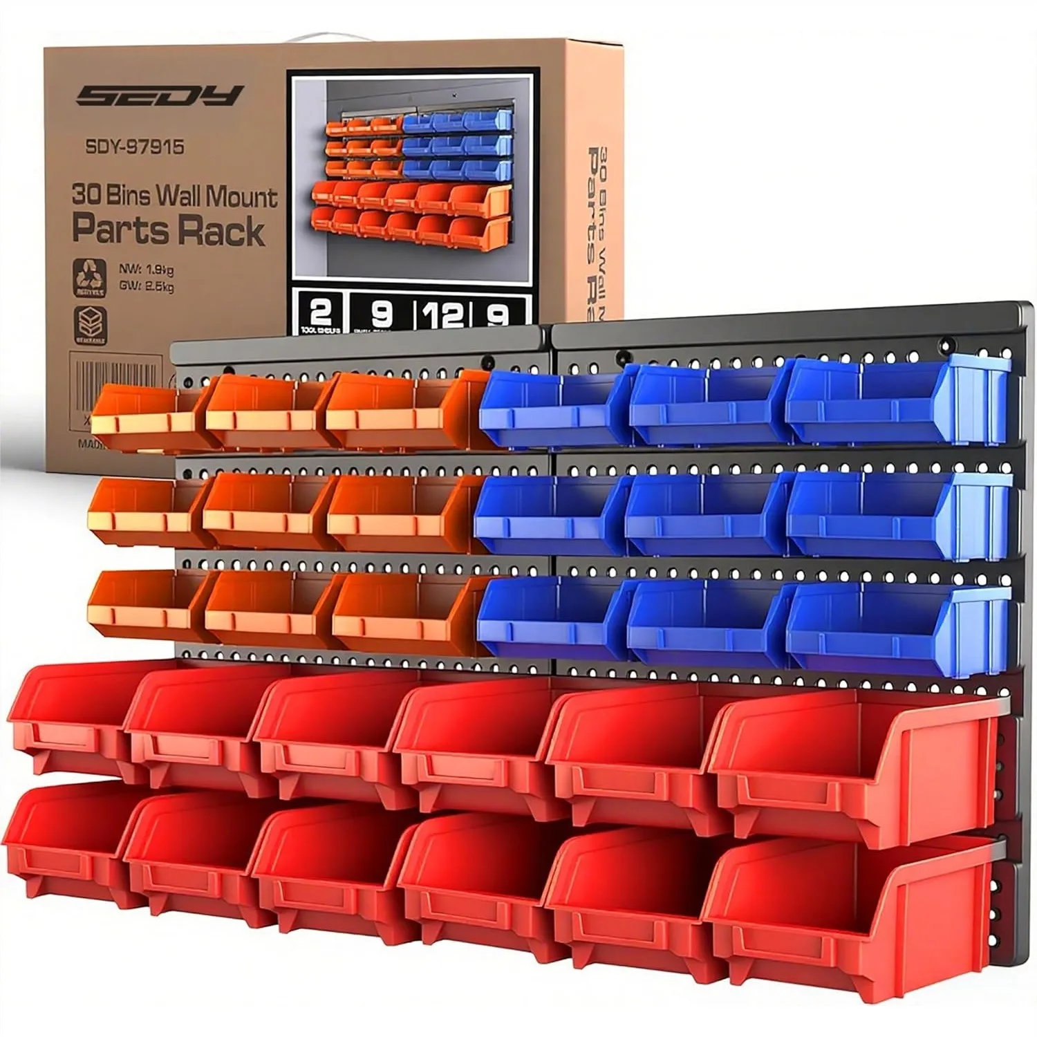 30-Bin Wall-Mounted Storage Rack for Garage Tool Organizer with Screws, Nuts, Bolts, and Small Parts
30-Bin Wall-Mounted Storage Rack for Garage Tool Organizer with Screws, Nuts, Bolts, and Small Parts