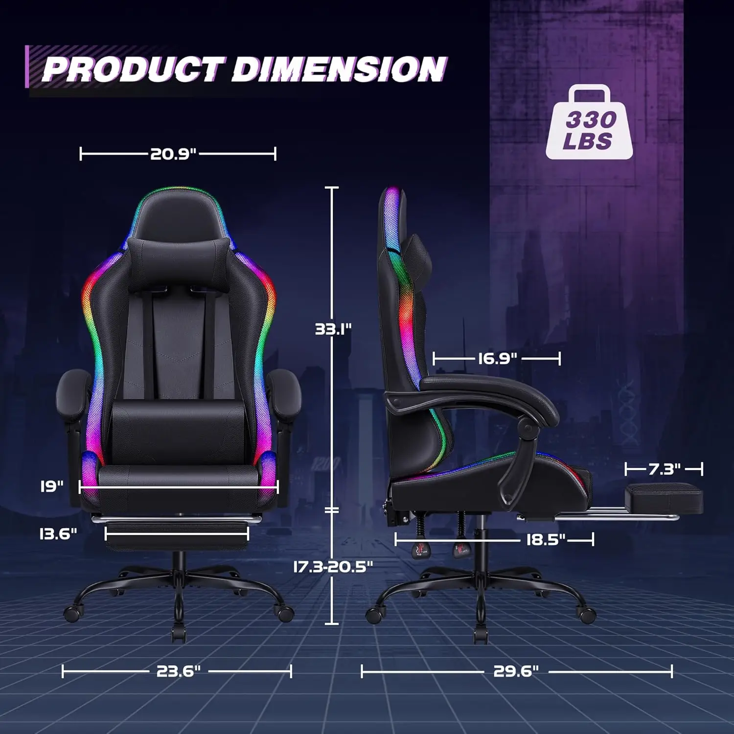 Gaming Chair, Video Game Chair with Footrest and Massage Lumbar Support, Ergonomic Computer Chair Height Adjustable
Gaming Chair, Video Game Chair with Footrest and Massage Lumbar Support, Ergonomic Computer Chair Height Adjustable