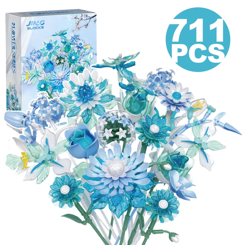 Creative 711PCS Winter Ice Snow Rose Bouquet Building Blocks Tulip Immortal Flower Home Plant Decoration Assemble Brick Toy Gift
Creative 711PCS Winter Ice Snow Rose Bouquet Building Blocks Tulip Immortal Flower Home Plant Decoration Assemble Brick Toy Gift