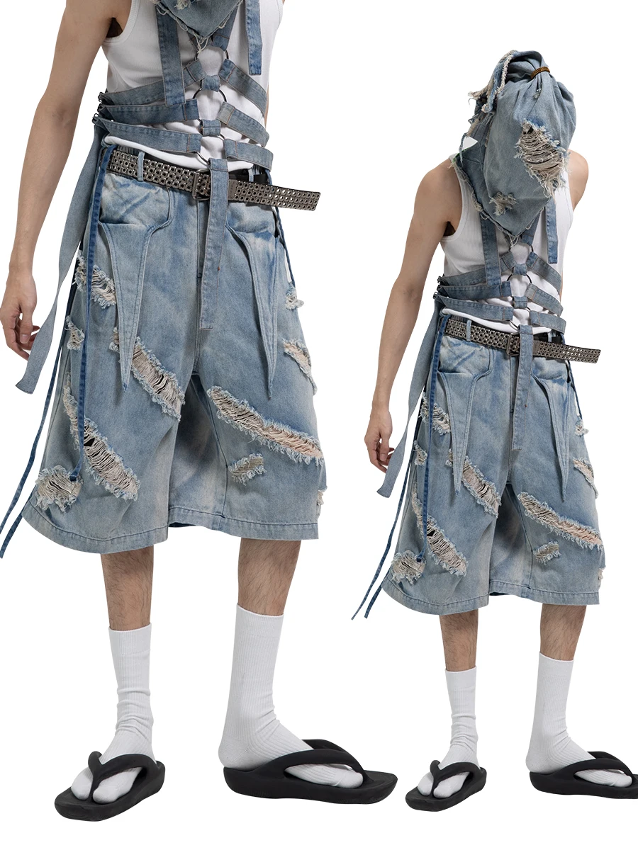 Designer Washed Old Destroyed Ribbon Loose Straight Fifth Jeans Shorts Men's Fashion Wear Fashion Personality Pants Jeans
Designer Washed Old Destroyed Ribbon Loose Straight Fifth Jeans Shorts Men's Fashion Wear Fashion Personality Pants Jeans