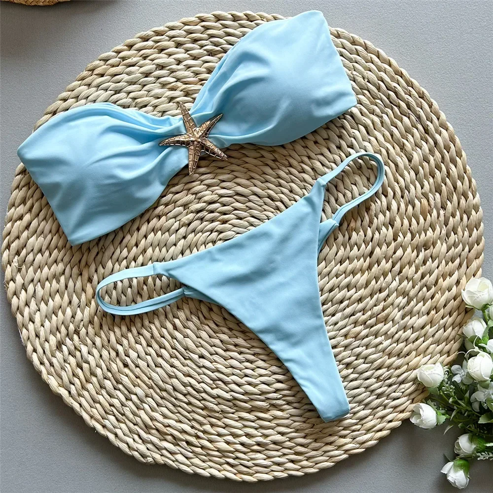 Holiday Light Blue Swimwear Metal Starfish Bandeau Bikini Mini Micro Thong Sexy Swimsuit Women 2025 Bathing Suit Bikinis Sets
Holiday Light Blue Swimwear Metal Starfish Bandeau Bikini Mini Micro Thong Sexy Swimsuit Women 2025 Bathing Suit Bikinis Sets