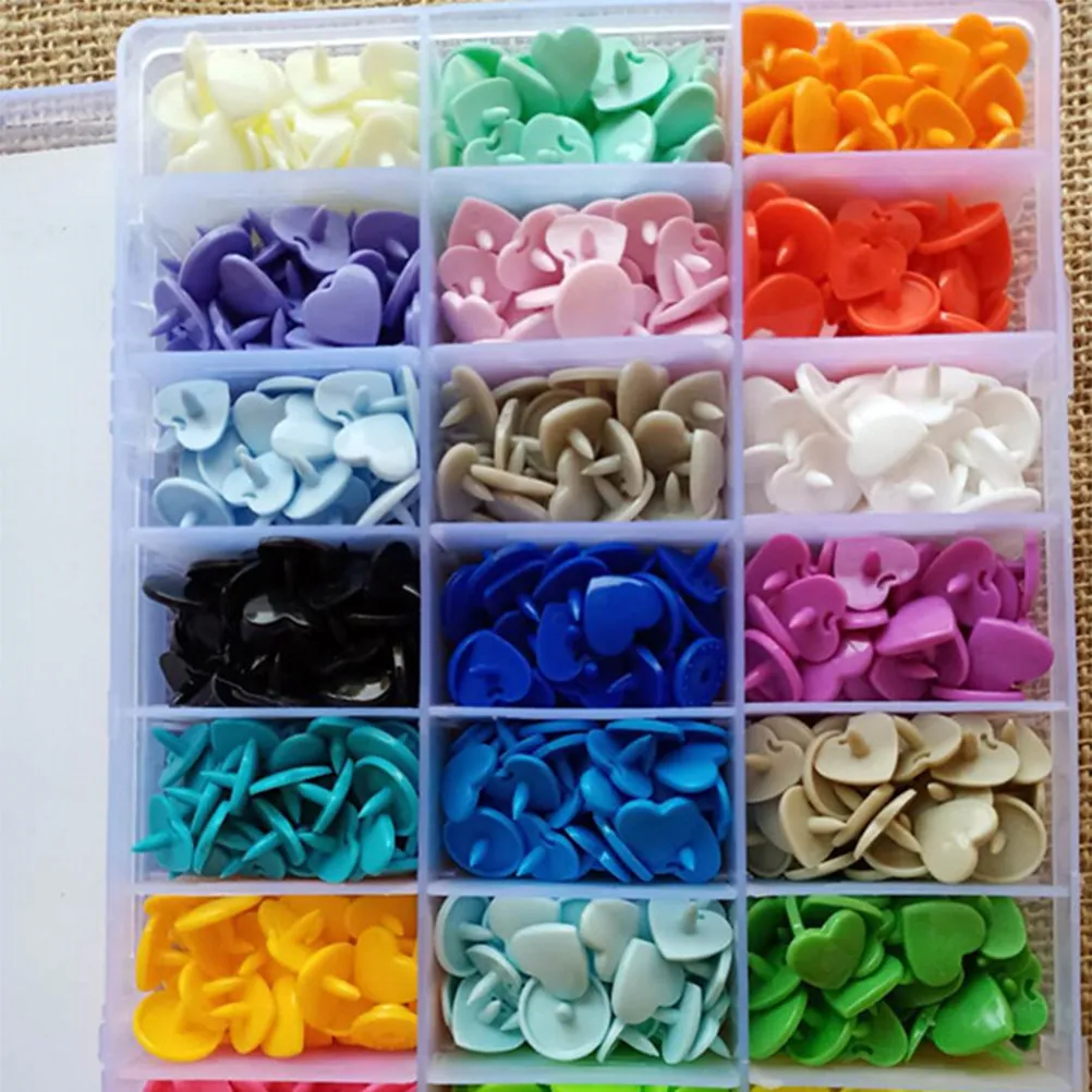 360 Sets Heart Shape Snap Fastener Kit Plastic Snaps Assorted Colors Storage Box DIY Sewing Craft Buttons for Clothes Bags
360 Sets Heart Shape Snap Fastener Kit Plastic Snaps Assorted Colors Storage Box DIY Sewing Craft Buttons for Clothes Bags