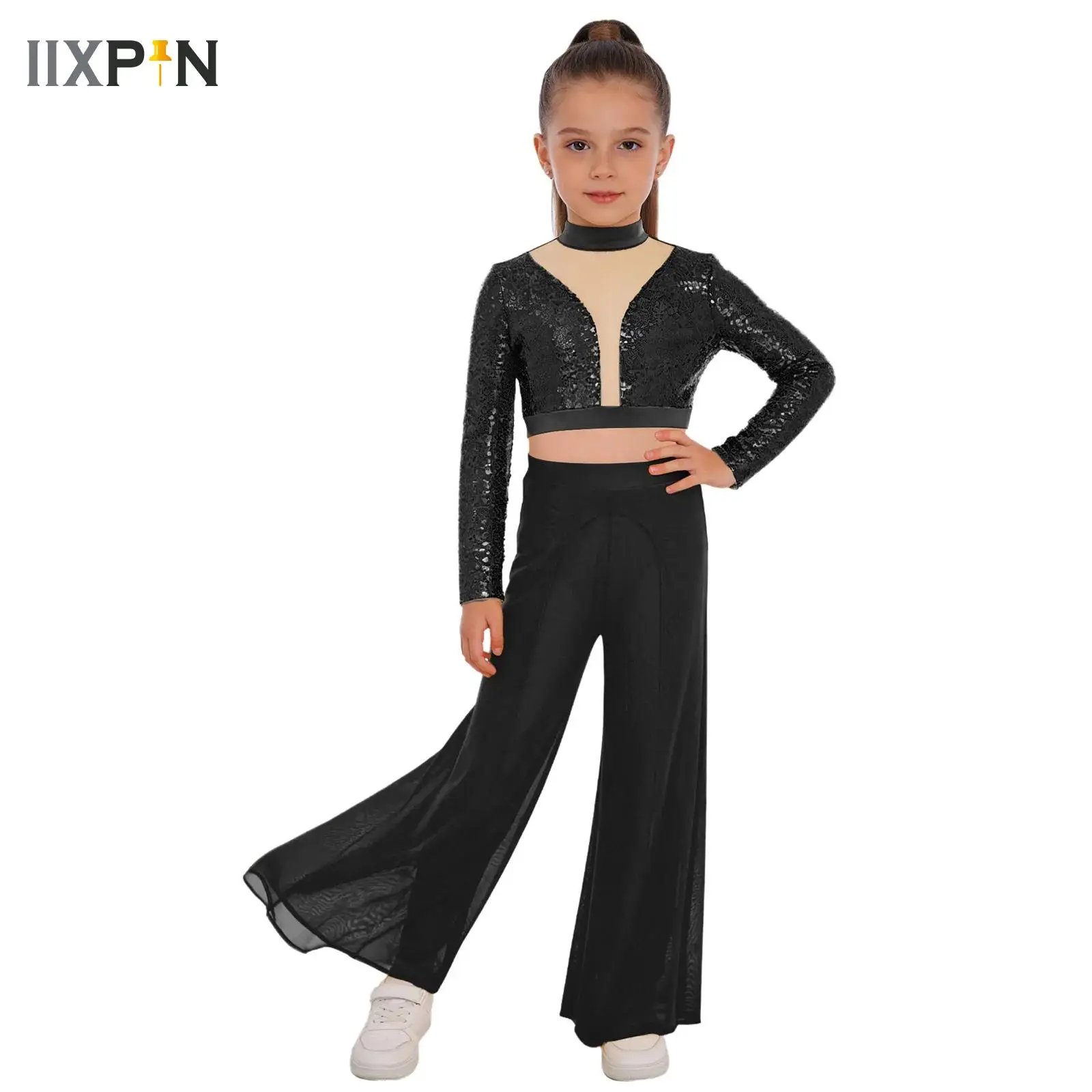 Modern Dance Practice Set Wide Leg Pants Kids Girls Loose New Costume Classical Dance Elegant Fairy Crop Top Stage Performance
Modern Dance Practice Set Wide Leg Pants Kids Girls Loose New Costume Classical Dance Elegant Fairy Crop Top Stage Performance