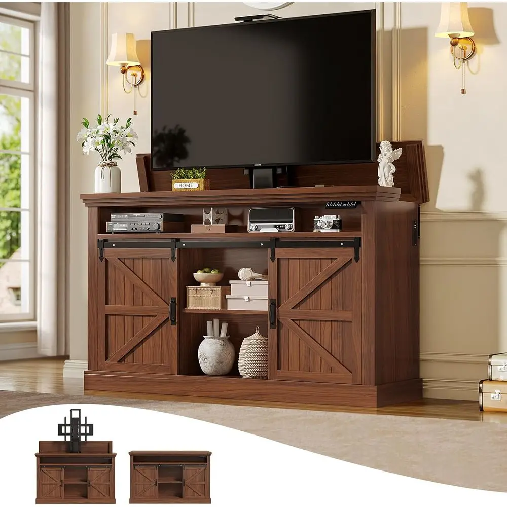Motorized TV Cabinet with Lighting and Storage, 55-60 TV, Electric Stand with Charging, Suitable for Indoor and Outdoor, Brown
Motorized TV Cabinet with Lighting and Storage, 55-60 TV, Electric Stand with Charging, Suitable for Indoor and Outdoor, Brown