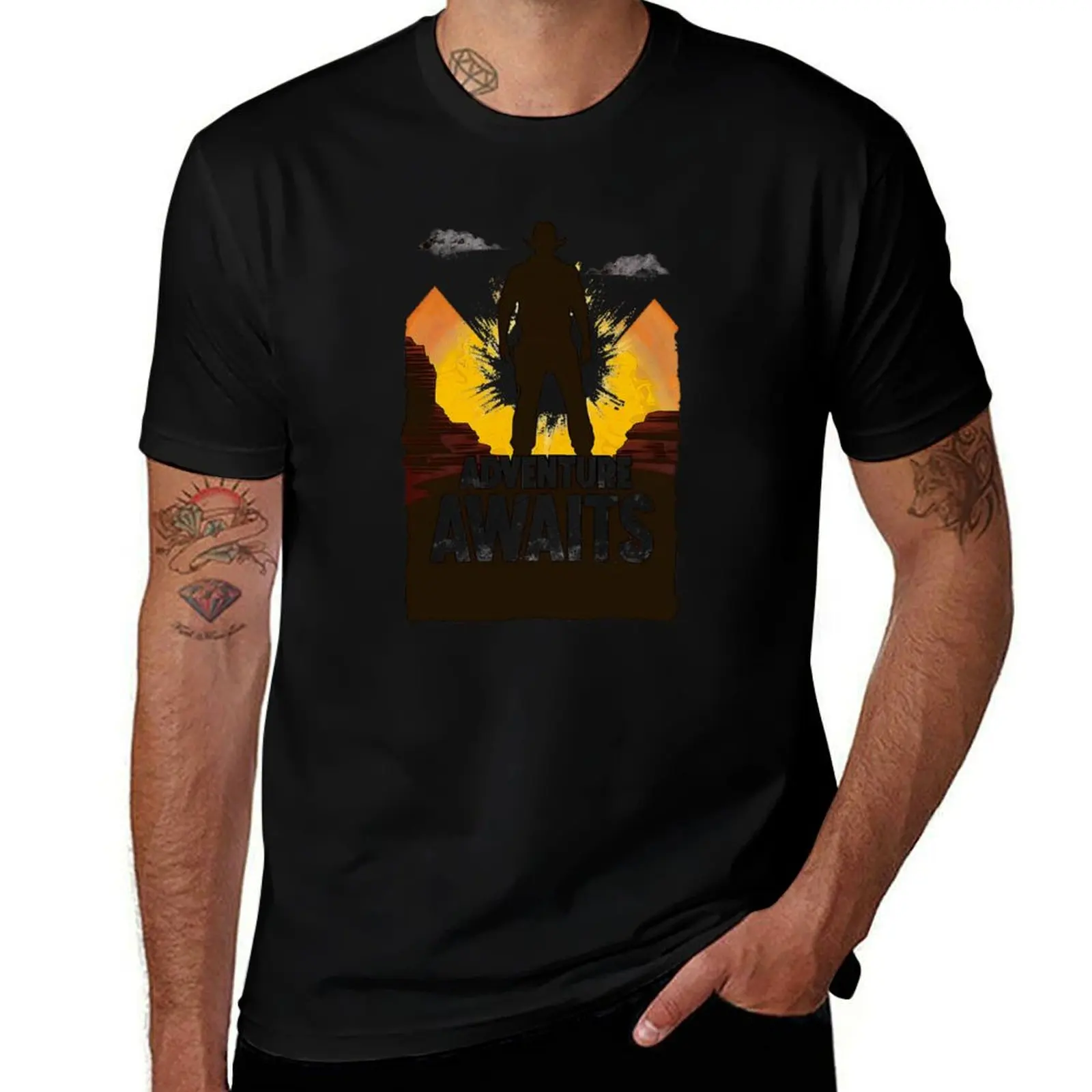 Adventure Awaits - Sunset by the Pyramids - Indy T-Shirt t shirt personalised printed t shirts for man T-Shirt 
Adventure Awaits - Sunset by the Pyramids - Indy T-Shirt t shirt personalised printed t shirts for man T-Shirt