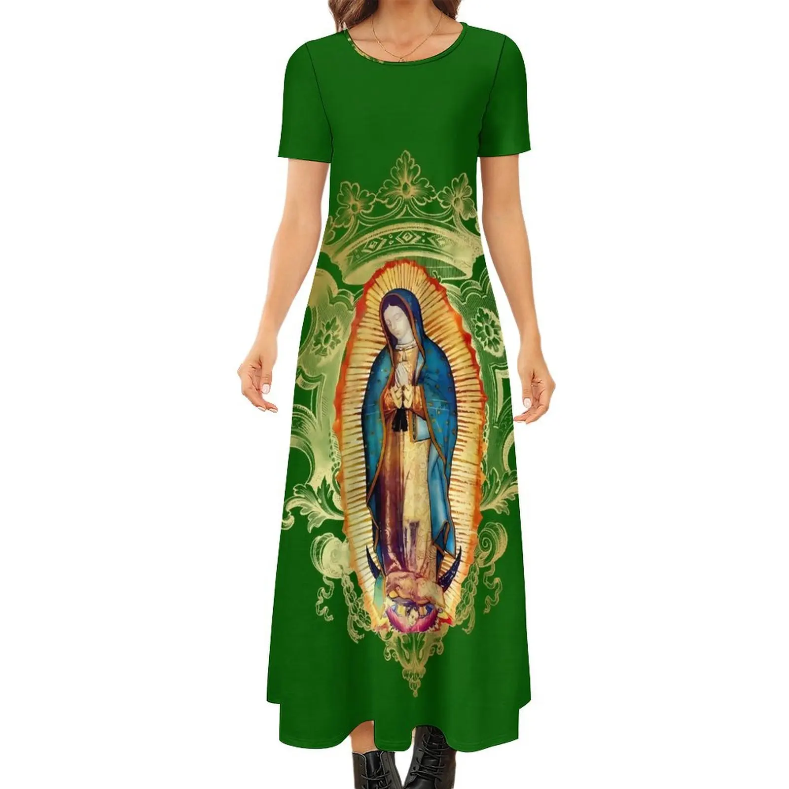 Мексиканское платье Девы Марии, платье макси Богоматери Гваделупской, женское платье с коротким рукавом, эстетические богемные длинные платья, большой размер 6XL 7XL
Мексиканское платье Девы Марии, платье макси Богоматери Гваделупской, женское платье с коротким рукавом, эстетические богемные длинные платья, большой размер 6XL 7XL
