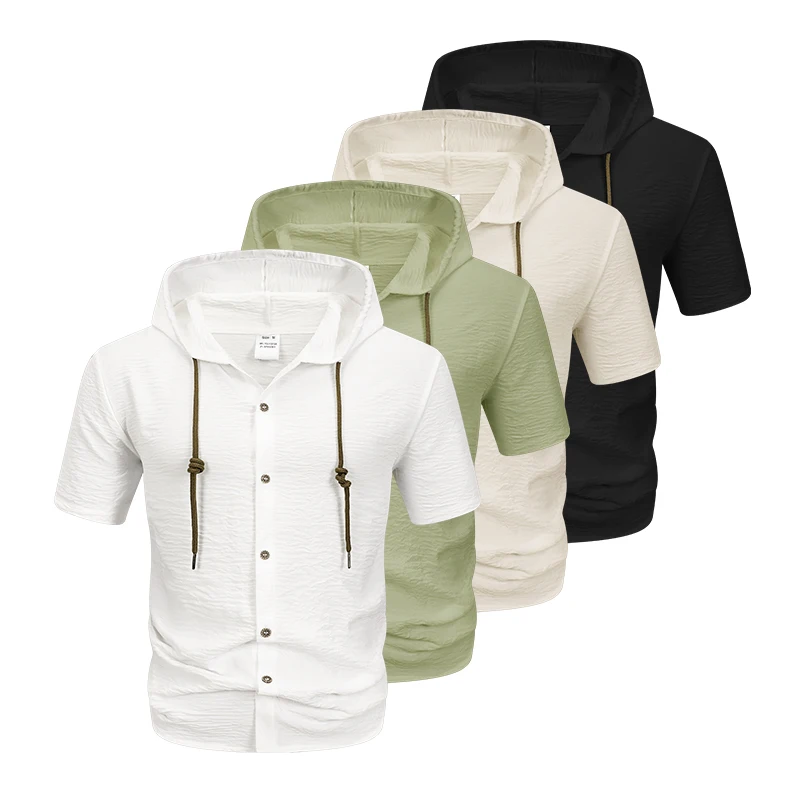 2026 summer 3D men's solid color casual short sleeved shirt hooded drawstring pleated cardigan trendy versatile men's t-shirt
2026 summer 3D men's solid color casual short sleeved shirt hooded drawstring pleated cardigan trendy versatile men's t-shirt
