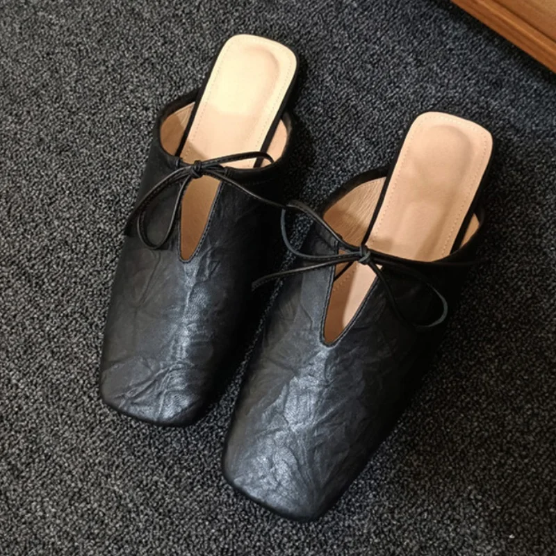 Women Half Slippers Butterfly-knot Flat Square Cover Toe Casual Outdoor Indoor Sewing Female Leisure Commute Summer Women Shoes
Women Half Slippers Butterfly-knot Flat Square Cover Toe Casual Outdoor Indoor Sewing Female Leisure Commute Summer Women Shoes