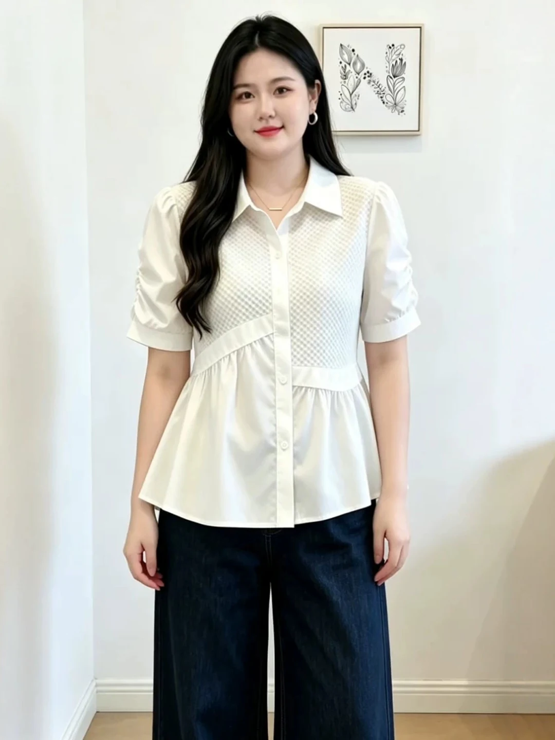 Elegant Collar Short Sleeve Shirt Women's Summer 2026 New plus Size Slimming Top Unique Waist-Cinching Beautiful
Elegant Collar Short Sleeve Shirt Women's Summer 2026 New plus Size Slimming Top Unique Waist-Cinching Beautiful