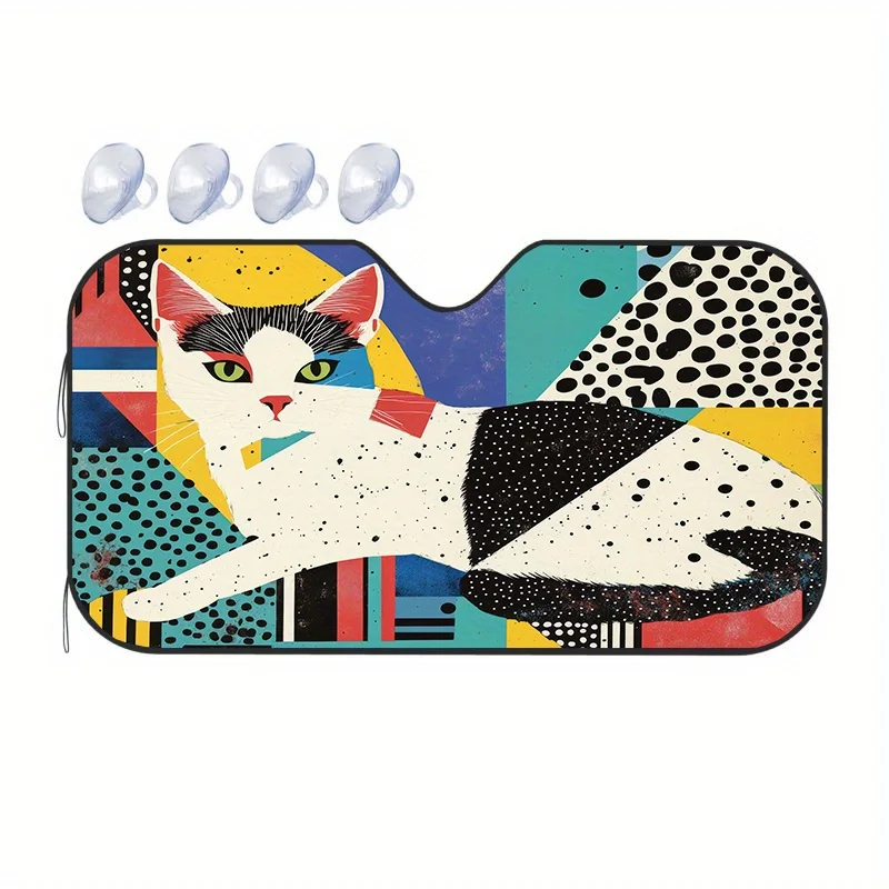 Автомобиль Pop Art Cat Sunsha — красочный геометрический дизайн, защита от ультрафиолета, стильный аксессуар для интерьера для модных консистентных водителей 
Автомобиль Pop Art Cat Sunsha — красочный геометрический дизайн, защита от ультрафиолета, стильный аксессуар для интерьера для модных консистентных водителей