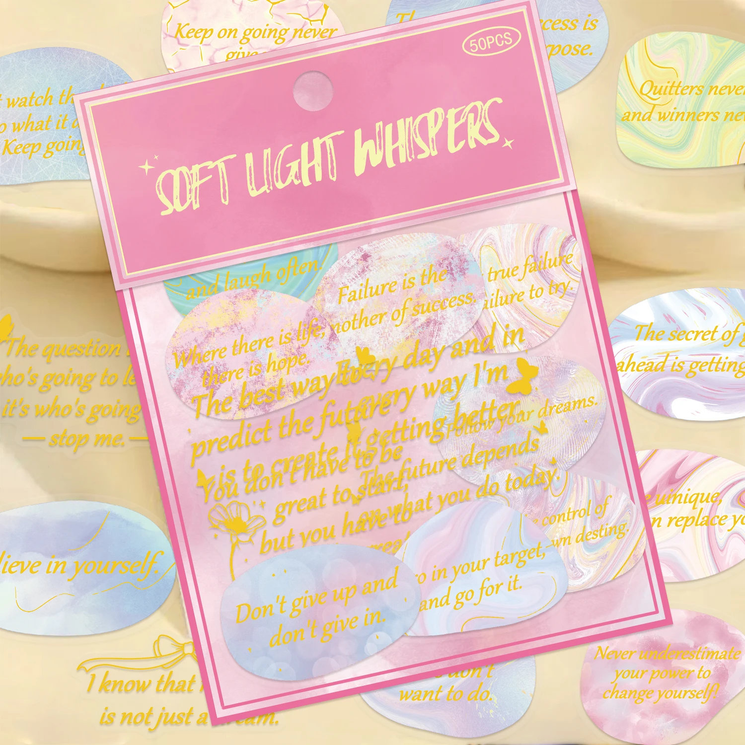 50 Pieces of Gold-foiled Soft Light Whisper Stickers, Suitable for Decorating Laptops, Phones, and Luggage
50 Pieces of Gold-foiled Soft Light Whisper Stickers, Suitable for Decorating Laptops, Phones, and Luggage