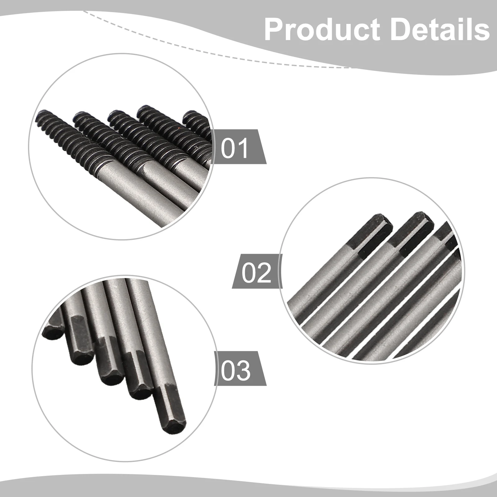 Convenient Screw Extractor 1# Steel 5pcs Left-hand Thread In Design With The Left-hand Thread And The Square Head
Convenient Screw Extractor 1# Steel 5pcs Left-hand Thread In Design With The Left-hand Thread And The Square Head