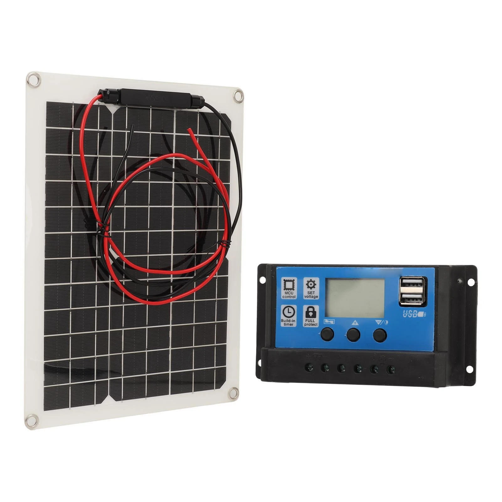 Portable 15W Solar Panel Kit DC 12V 24V 50A IP67 Waterproof High Efficiency Solar Panel And Solar Charger Controller for RV
Portable 15W Solar Panel Kit DC 12V 24V 50A IP67 Waterproof High Efficiency Solar Panel And Solar Charger Controller for RV