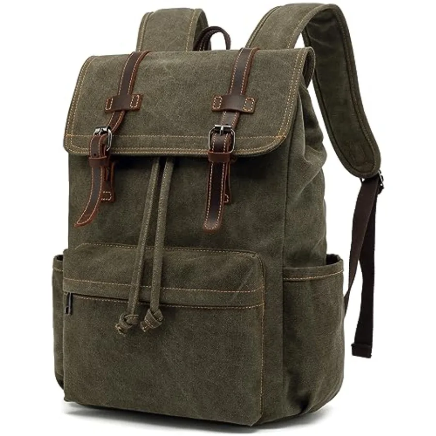 Vintage High-Density Canvas Laptop Backpack With Leather Trim, Multi-Pocket Travel Rucksack For Laptop, Durable Hiking and Comm
Vintage High-Density Canvas Laptop Backpack With Leather Trim, Multi-Pocket Travel Rucksack For Laptop, Durable Hiking and Comm