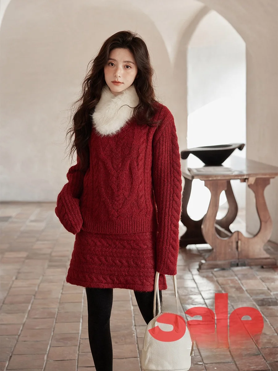 Laziness Style Knitted Sweater And Short Skirt Set Red with Fur Collar Unique And Beautiful Winter Outfit for Young Women
Laziness Style Knitted Sweater And Short Skirt Set Red with Fur Collar Unique And Beautiful Winter Outfit for Young Women