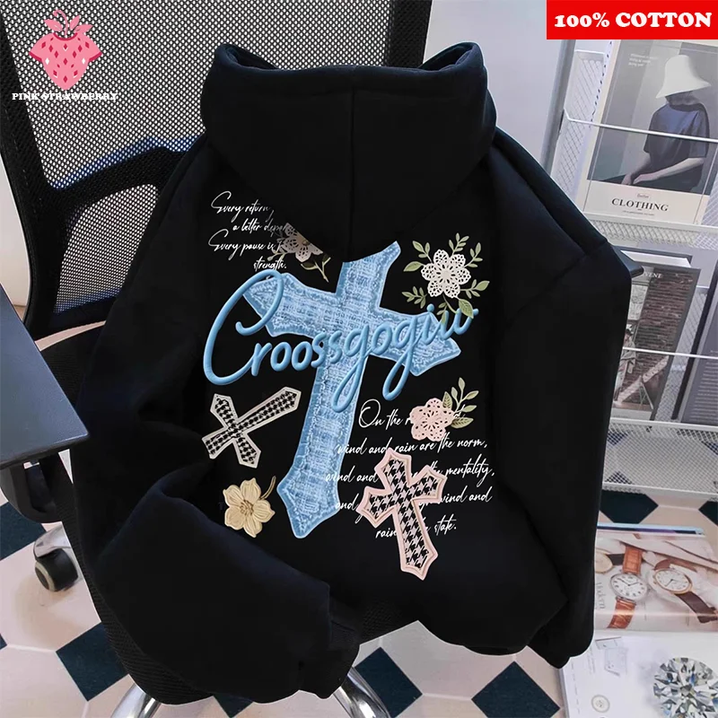 Oversize Cross Print Plush Hoodie Men Autumn Winter Black Cotton Long sleeves Warm Pullover Sweatshirt White Top Mens clothing
Oversize Cross Print Plush Hoodie Men Autumn Winter Black Cotton Long sleeves Warm Pullover Sweatshirt White Top Mens clothing