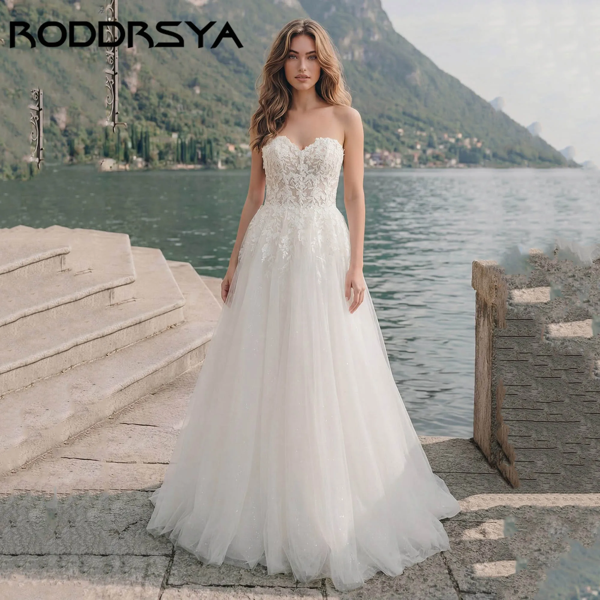 RODDRSYA Customized Strapless Lace A Line Wedding Dress Sweetheart appliques Tulle Bridal Gown Romantic Beach vestidos de novia
RODDRSYA Customized Strapless Lace A Line Wedding Dress Sweetheart appliques Tulle Bridal Gown Romantic Beach vestidos de novia