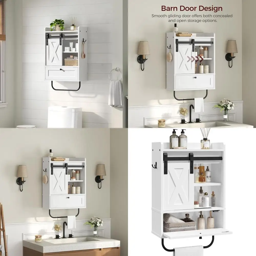 Sliding Door Wall Cabinet with Adjustable Shelves and Towel Bar for Bathroom, Living Room, Kitchen - White
Sliding Door Wall Cabinet with Adjustable Shelves and Towel Bar for Bathroom, Living Room, Kitchen - White
