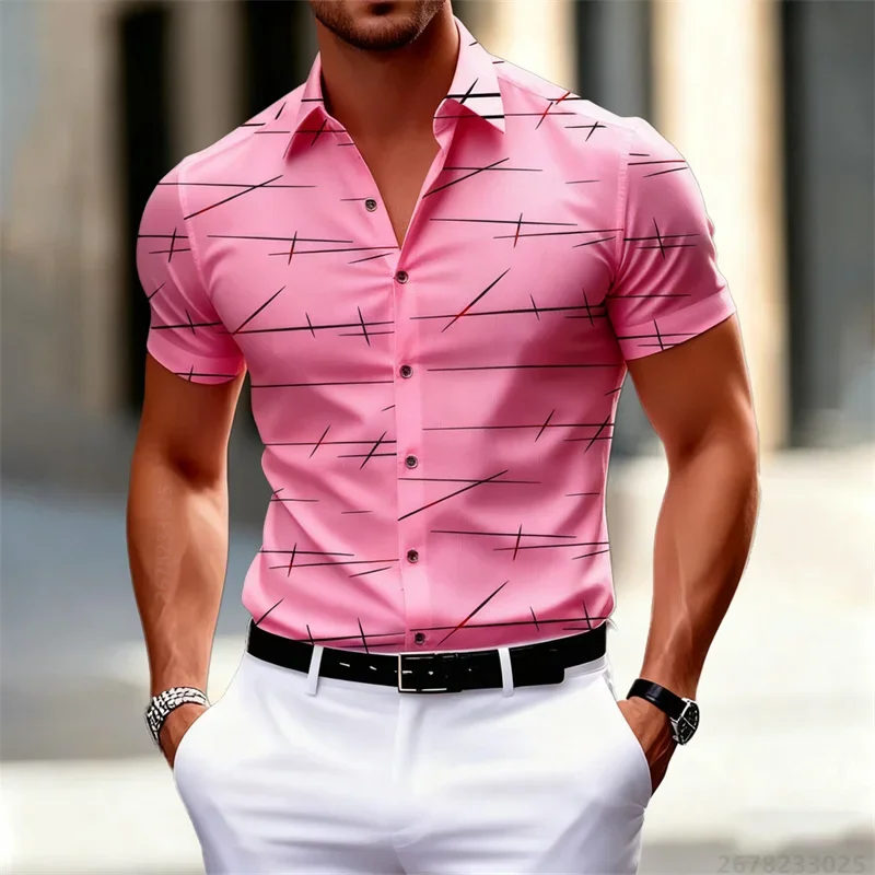 18 Colors Geometric Line Print Slim Short Sleeve Shirt Men Urban Business Lapel Casual Blouse
18 Colors Geometric Line Print Slim Short Sleeve Shirt Men Urban Business Lapel Casual Blouse