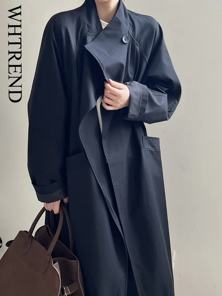 WHTREND Turn-Down Collar Single Button Mid-Length Windbreaker Coat For Women Autumn New Loose Large Size Trench Jacket WH1178
WHTREND Turn-Down Collar Single Button Mid-Length Windbreaker Coat For Women Autumn New Loose Large Size Trench Jacket WH1178
