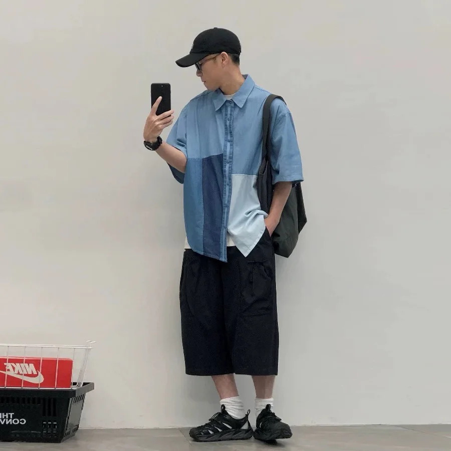 Men Splice Cotton Denim Loose Casual Streetwear Fashion Short Sleeve Shirt Cityboy Oversize Vintage Summer Shirts Blouses
Men Splice Cotton Denim Loose Casual Streetwear Fashion Short Sleeve Shirt Cityboy Oversize Vintage Summer Shirts Blouses