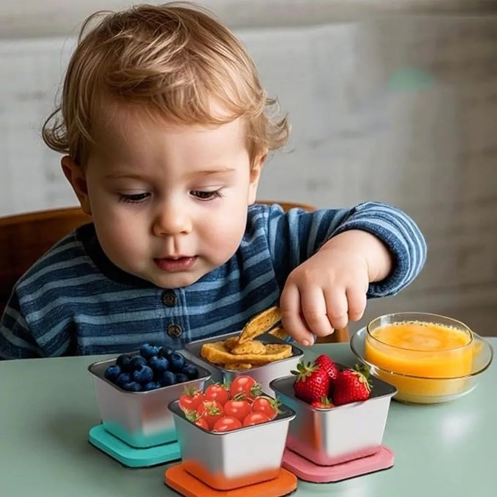 6pcs 304 Stainless Steel Salad Dressing Cup Leak-proof 60/180ml Snack Box with Silicone Lid Square Seasoning Container Office
6pcs 304 Stainless Steel Salad Dressing Cup Leak-proof 60/180ml Snack Box with Silicone Lid Square Seasoning Container Office