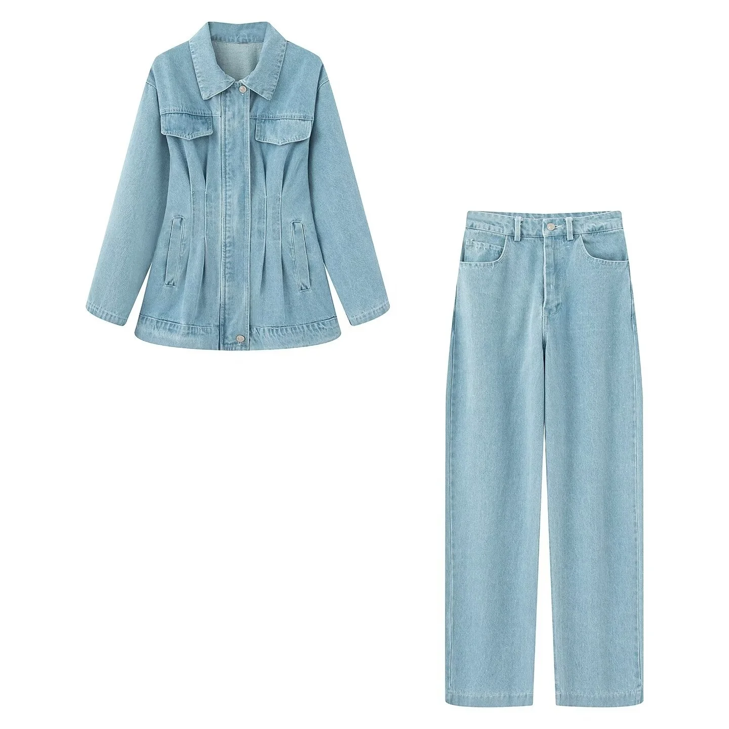 MYST&ZA2025 new summer women's casual fashion comfortable pleated long-sleeved denim lapel jacket with straight trousers
MYST&ZA2025 new summer women's casual fashion comfortable pleated long-sleeved denim lapel jacket with straight trousers