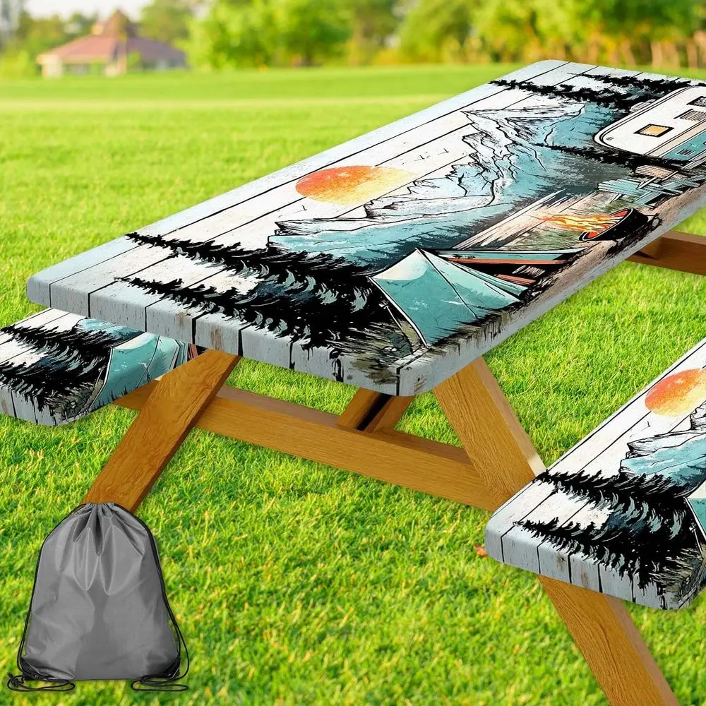 Waterproof Outdoor Picnic Table Cover Set with Benches, Elastic Edge, 3-Piece, 30x72 Inch
Waterproof Outdoor Picnic Table Cover Set with Benches, Elastic Edge, 3-Piece, 30x72 Inch