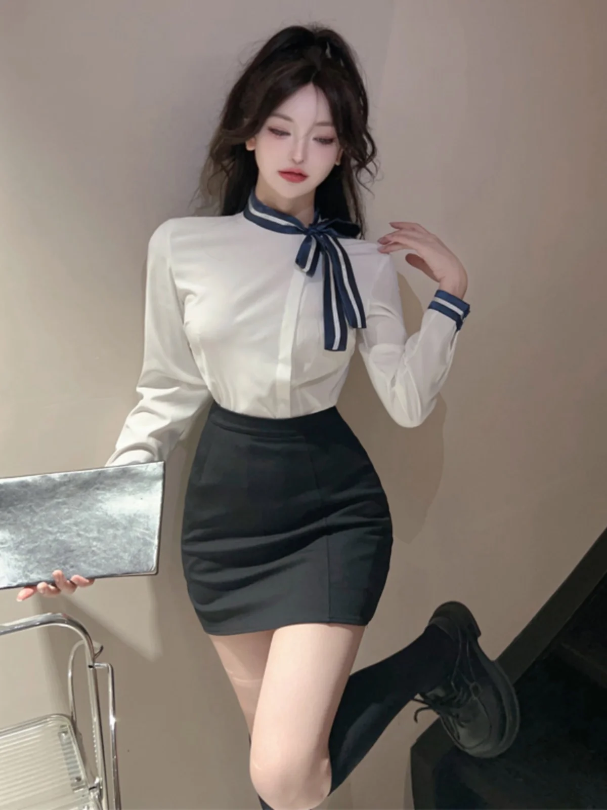 acious Home Long Sve Slim Fit irt And High Waist ort Юбка Work orm Комплект из двух предметов Антивозрастная модная смесь хлопка
acious Home Long Sve Slim Fit irt And High Waist ort Юбка Work orm Комплект из двух предметов Антивозрастная модная смесь хлопка