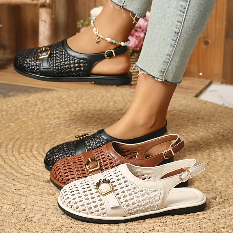 Women Hand Knitting Slippers Summer New Hollow Out Solid Color Casual Flat Sandals Outdoor Female Comfortable Soft Soled Shoes
Women Hand Knitting Slippers Summer New Hollow Out Solid Color Casual Flat Sandals Outdoor Female Comfortable Soft Soled Shoes