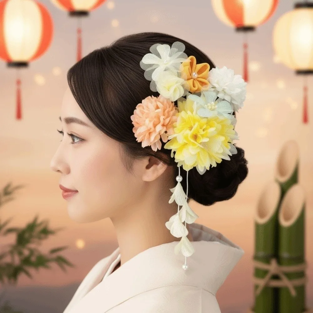 Elegant Kimono Hair Clips Traditional with Tassel Crepe Flower Hairpins Japanese Style Sakura Flower Hair Accessories Set Women
Elegant Kimono Hair Clips Traditional with Tassel Crepe Flower Hairpins Japanese Style Sakura Flower Hair Accessories Set Women