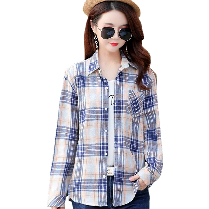Women Blouse Cotton Long Sleeve Top Plaid Shirt Fashion Large Size Slim Women's Vintage Blouses Tops Casual Blusas Womens Tops
Women Blouse Cotton Long Sleeve Top Plaid Shirt Fashion Large Size Slim Women's Vintage Blouses Tops Casual Blusas Womens Tops