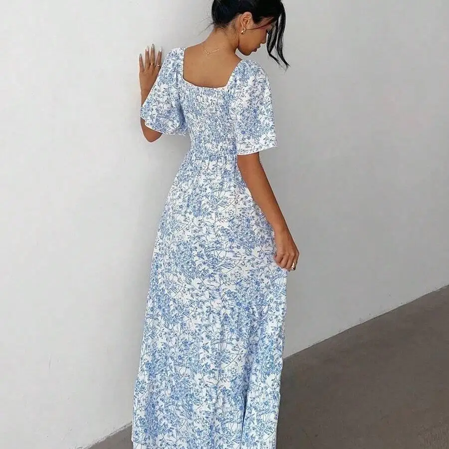 Summer Short Sleeve Floral Print Maxi Dress For Vacation Beach Music Festival
Summer Short Sleeve Floral Print Maxi Dress For Vacation Beach Music Festival