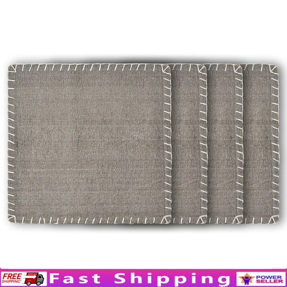 Set of 4 Cotton Placemats Gray Stitch Border Reversible Handmade Table Protection Durable Heat Moisture Stain Resistant Dining
Set of 4 Cotton Placemats Gray Stitch Border Reversible Handmade Table Protection Durable Heat Moisture Stain Resistant Dining
