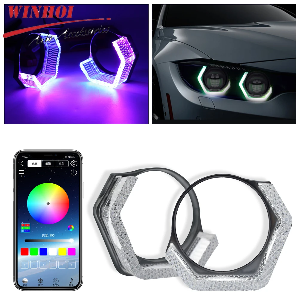 2PCS RGB 3 Inch Projector Shrouds with Angel Eyes Halo Ring Lens Masks DRL for Led Headlights Bi Xenon Projector Lenses Retrofit
2PCS RGB 3 Inch Projector Shrouds with Angel Eyes Halo Ring Lens Masks DRL for Led Headlights Bi Xenon Projector Lenses Retrofit