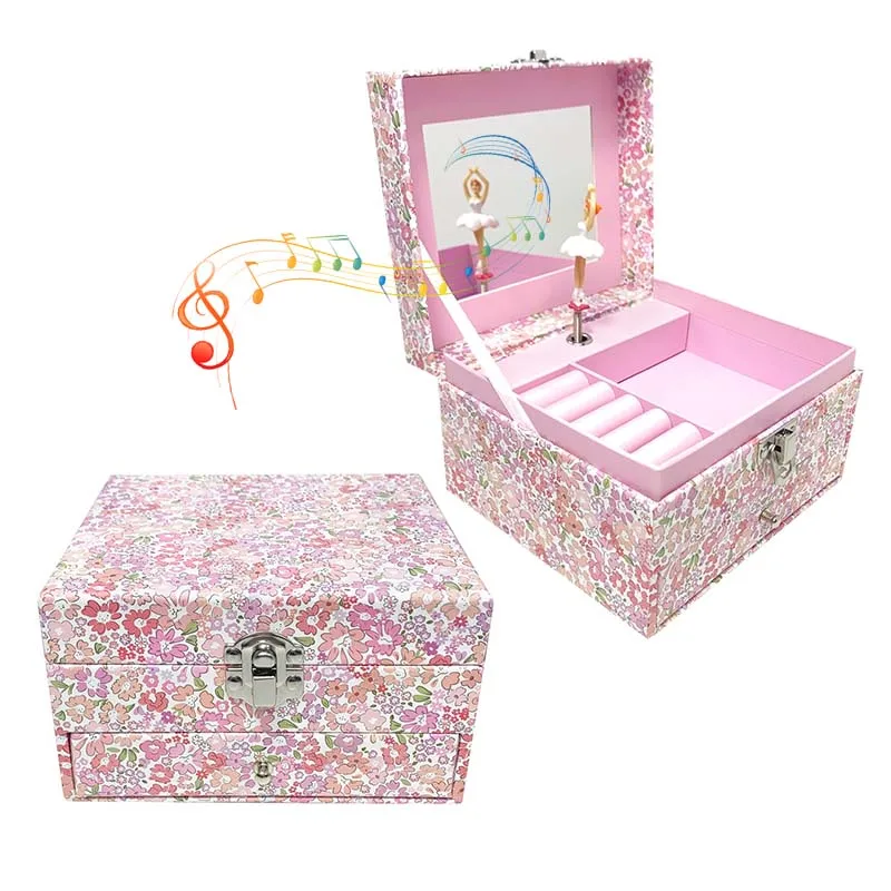 Vintage Floral Pattern Rectangular Music Box with Jewelry Storage Drawer Rotating Ballet Dancer and Mirror Perfect Gift for Home
Vintage Floral Pattern Rectangular Music Box with Jewelry Storage Drawer Rotating Ballet Dancer and Mirror Perfect Gift for Home