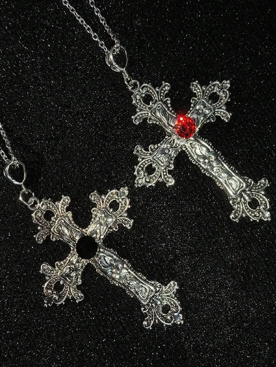Gothic Punk Crystal Big Cross Pendant Necklace For Adults Asymmetrical Clavicle Chain Jewelry
Gothic Punk Crystal Big Cross Pendant Necklace For Adults Asymmetrical Clavicle Chain Jewelry